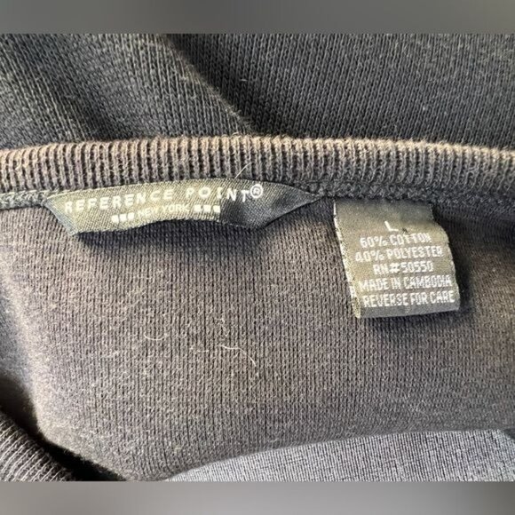 Reference Point Black Cardigan with Pink Palm Tree Embroidery - Size L - Picture 7 of 8